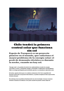 Chile tendrá la primera central solar que funciona sin sol