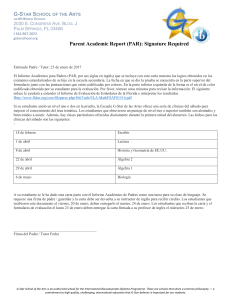 Parent Academic Report (PAR) - G