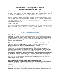 4 DE FEBRERO: DÍA MUNDIAL CONTRA EL CÁNCER CONOCÉ