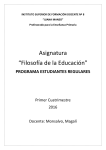 Filosofía de la Educación. Prof. Monsalvo, Magalí