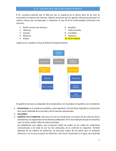 EI 12 * Inmunología I (Relación huésped-parásito) - medicina
