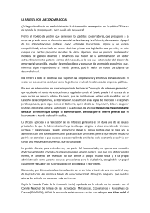 LA APUESTA POR LA ECONOMÍA SOCIAL ¿Es la gestión directa