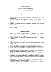 (Breve Currículum) Francisco Javier Giménez Duarte (Asunción, 10