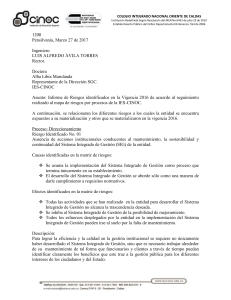 Informe de Riesgos Vigencia 2016
