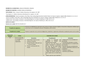 NOMBRE DE LA ASIGNATURA: LENGUA EXTRANJERA 3