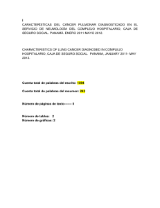 l CARACTERÍSTICAS DEL CÁNCER PULMONAR