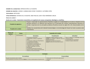 NOMBRE DE LA ASIGNATURA: INTRODUCCIÓN A LA FILOSOFÍA