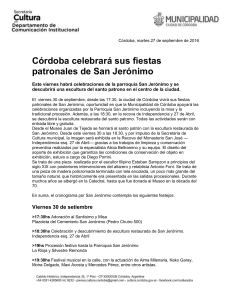 Córdoba celebrará sus fiestas patronales de San Jerónimo
