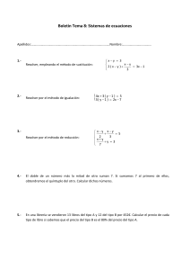 Boletín Tema 8: Sistemas de ecuaciones