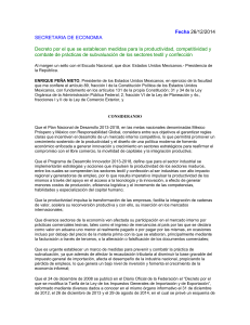 Fecha 26/12/2014 SECRETARIA DE ECONOMIA Decreto por el que
