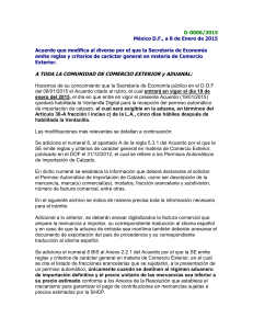 G-0006/2015 México D.F., a 8 de Enero de 2015 Acuerdo que