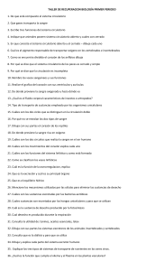 TALLER DE RECUPERACION BIOLOGÍA PRIMER PERIODO 1. De