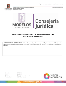 Reglamento de la Ley de Salud Mental del Estado de Morelos