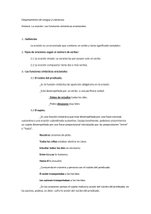 Departamento de Lengua y Literatura Sintaxis. La oración. Las