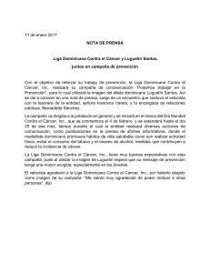 11 de enero 2017 NOTA DE PRENSA Liga Dominicana Contra el