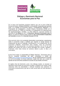 Dialogo y seminario nacional. economias para la paz