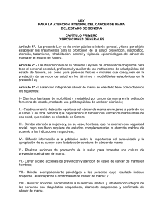 ley para la atención integral del cáncer de mama del estado de sonora