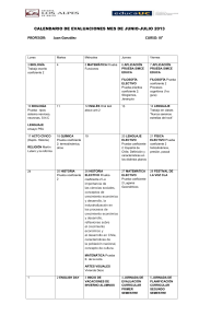 CALENDARIO DE EVALUACIONES MES DE JUNIO