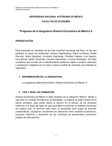 Programa de la asignatura Historia Económica de México II