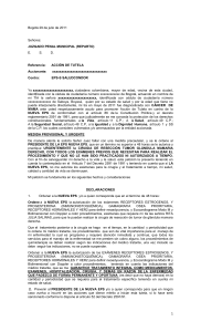 Bogotá 29 de julio de 2011 Señores: JUZGADO PENAL MUNICIPAL