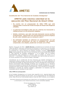 AMETIC pide máxima celeridad en la ejecución del Plan Nacional