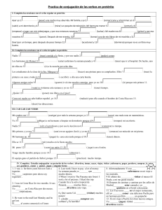 Practica de conjugación de los verbos en pretérito I. Completa las