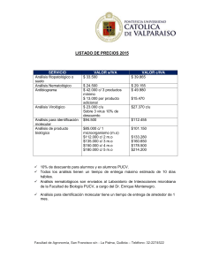 LISTADO DE PRECIOS 2015 SERVICIO VALOR s/IVA VALOR c/IVA