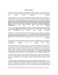 Páramos en peligro Colombia es altamente vulnerable a los