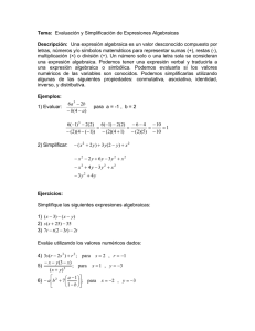 Simplificación y Evaluación de Expresiones Algebraicas