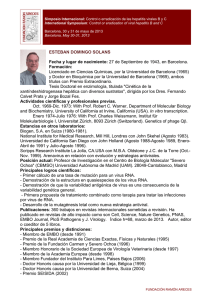 ESTEBAN DOMINGO SOLANS Fecha y lugar de nacimiento: 27 de