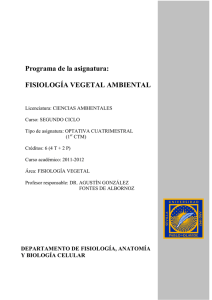 Programa de la asignatura: FISIOLOGÍA VEGETAL AMBIENTAL