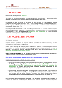 1. INTRODUCCIÓN 2. LA INFLUENCIA DE LA EVOLUCIÓN