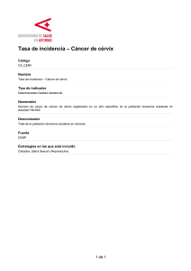 Tasa de incidencia – Cáncer de cérvix