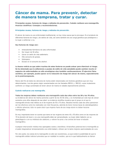 Cáncer de mama. Para prevenir, detectar de manera