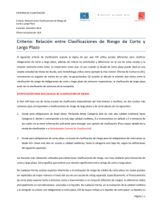 Relación entre Clasificaciones de Riesgo de Corto y