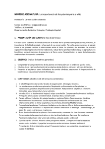 NOMBRE ASIGNATURA: La importancia de las plantas para