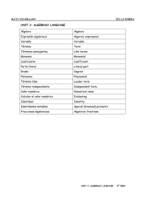 VOCABULARY_UNIT3_Algebraic Language