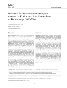 Incidencia de cáncer de mama en mujeres menores de 40 años en