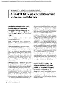 4. Control del riesgo y detecci&oacute;n precoz del c&aacute;ncer en Colombia