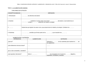 TEMA 2. LA ALIMENTACIÓN HUMANA FUNCIONES DE