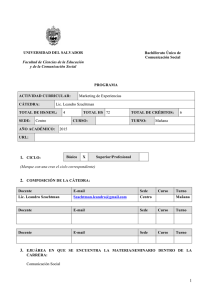 Marketing de Experiencias Electiva 2015