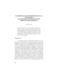 el problema contemporáneo de la ontología. naturaleza ontológica