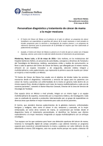 Personalizan diagnóstico y tratamiento de cáncer de mama a la