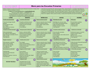 Menú para las Escuelas Primarias