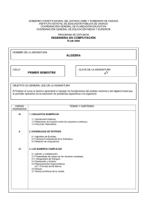 ingenieria en computación álgebra primer semestre