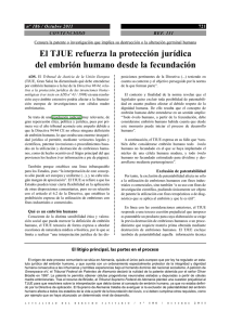 TJUE protege embrión humano desde concepción