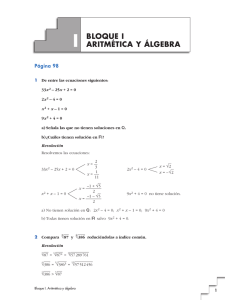 BLOQUE I ARITMÉTICA Y ÁLGEBRA