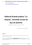 Editorial Eneida publica "La reliquia", divertida novela de Eça de