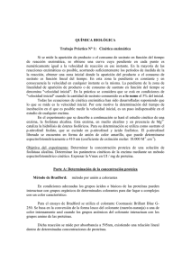 QUÍMICA BIOLÓGICA Trabajo Práctico N° 1: Cinética enzimática Si