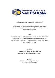 Plan estratégico de marketíng para el mejoramiento de las ventas